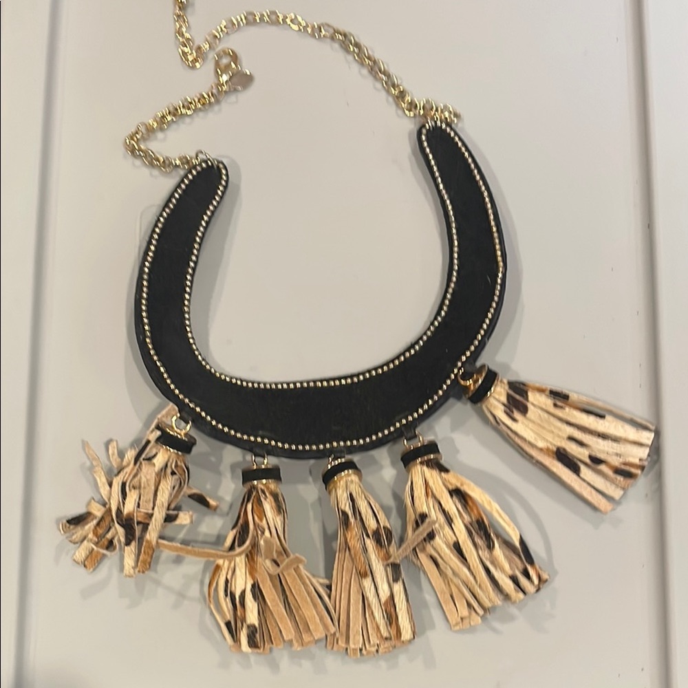 Black and Gold Tassel Necklace